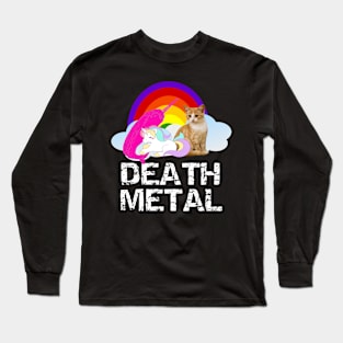 Death Metal Unicorn Narwhal Kitten Funny Heavy Metal Lover Shirt Long Sleeve T-Shirt